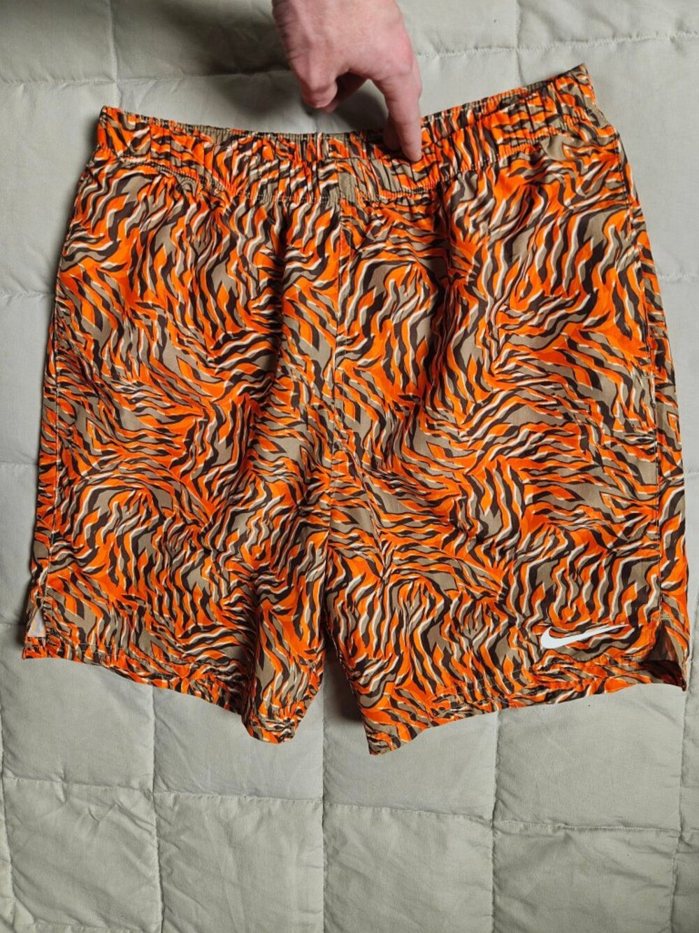 Nike Shorts Mens S Orange Brown Zebra Tiger Print Training Shorts